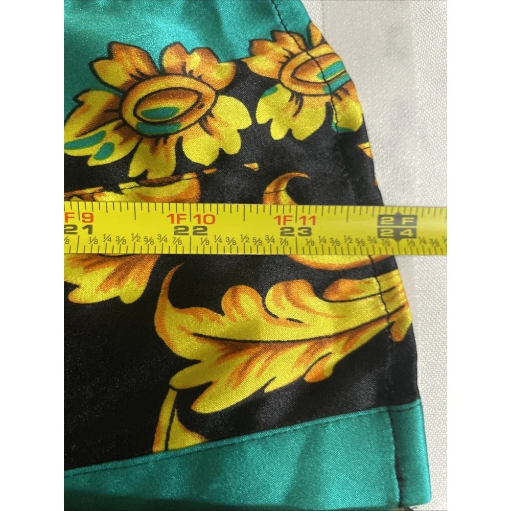 CACHE SILK GOLD BAROQUE  PRINT , BUTTON UP COLLARED SHIRT BLOUSE Women's Size XS